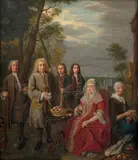 La famille Auvray devant sa propriété by Pieter Snyers, Huile sur toile, sold Nov 2023