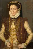 Portrait d'une dame de qualité by Antonio Moro, Huile sur panneau de chêne, une planche, sold Nov 2023