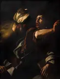 La mort de saint Thomas apôtre by Angelo Caroselli, Huile sur toile, sold Nov 2023