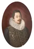 Portrait de l'empereur Ferdinand II by Giovanni Felice Ramelli, Gouache sur ivoire, de forme ovale, sold Nov 2023