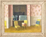 interior scene by Hobson Pittman, oil on board, sold Oct 2013