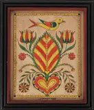 of a bird perched on a tulip tree by David Ellinger, watercolor, sold Oct 2013
