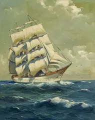 Ship by Guido Odierna, oil on canvas (unstretched), sold Sep 2024