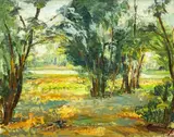 Untitled (Landscape) by Albert Bela Bauer, oil on canvas board, sold Sep 2024