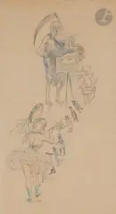 La Chanson des siècles by Adolphe Léon Willette, Encre et aquarelle, sold Nov 2021