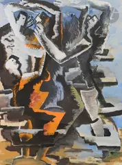 Composition aux personnages by Ossip Zadkine, 1951, Gouache, sold Nov 2021