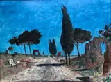 Via Appia by Roland Oudot, Aquarelle sur papier collé en plein, sold Jun 2021