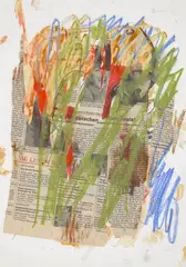 Ohne Titel by Günther Förg, 1993, Ölkreide, Gouache, Kunstharzlack, Bleistift und Zeitungspapier-Collage auf festem Papier, sold Jan 2026