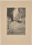 Berliner Droschke - rechts - wartend im Tiergarten II by Lesser Ury, Um 1920, Kaltnadel auf Bütten, sold Jan 2024