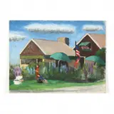 View of a Cottage and Flag by Florence Harris Von Schlegell, Oil on canvasboard, sold Nov 2020