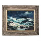 Seascape by Arden von Dewitz, Oil on canvasboard, sold Nov 2020