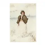 Woman with Fur-Lined Wrap by M. Ryder, Watercolor on paper, sold Oct 2020