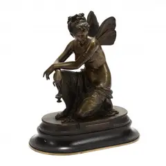 Psyche by Eugène Laurent, Bronze with greenish gold patina, sold Oct 2020
