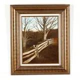Mountain Fence by Ronald Lewis, Oil on panel, sold Oct 2020