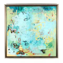 Abstract Expressionist Painting in Blues and Greens by Diane Patton, Oil, sold Oct 2020
