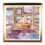 Piano in a Gallery Interior by Kay Sutherland, Oil on canvas, sold Oct 2020