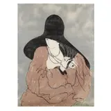 Worn with Pearls by Stephen White, Woodblock print in colors on metallic ground, sold Oct 2020