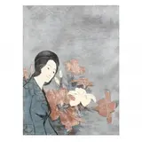 Brocade by Stephen White, Woodblock print in colors on metallic ground, sold Oct 2020