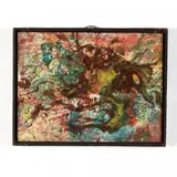 Mid-Century Abstract Painting by Irene Moss, Mixed-media painting on board, sold Oct 2020