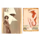 Two Female Fashion Illustrations by Don Neiser, Casein on board, sold Oct 2020