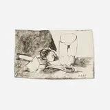 Pommes, verre et couteau by Pablo Picasso, lithograph on Arches, sold Jun 2024
