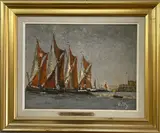 Untitled by A Vic Ellis, oil on canvas 'Southend Sailing Barge Race 1968' frame size 48 x 41cm, sold Jul 2024
