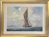 Untitled by A Vic Ellis, oil on canvas 'Thames barge' frame size 36 x 46cm, sold Jul 2024