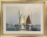 Untitled by A Vic Ellis, Oil on canvas 'Yachts' frame size 35 x 45cm, sold Jul 2024
