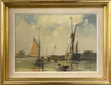 Untitled by A Vic Ellis, oil on canvas 'River scene' frame size 36 x 46cm, sold Jul 2024