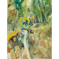 Abstract Landscape by Lee Waisler, oil on canvas, sold Jun 2026