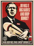 Obey Bush Hug Bombs by Shepard Fairey, 2004, Lithographie en couleurs, sold Apr 2023