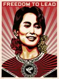 Aung San Suu Kyi- 2009 by Shepard Fairey, Sérigraphie en couleurs, sold Apr 2023