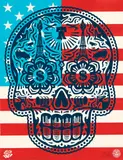 Power and Glory Day of the Dead Skull - Merica Version by Shepard Fairey, 2020, Collage de sérigraphies sur papier (HPM), sold Apr 2023