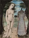 La robe du dimanche by Paul Delvaux, 1967, Aquarelle et encre sur papier, sold Jun 2023