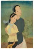 Les deux sœurs by Mai Trung Thu, 1945, Gouache et encre sur soie, sold Jun 2023