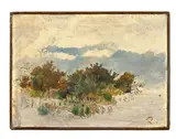 Paysage by Pierre-Auguste Renoir, circa 1890, Huile et encre sur toile, sold Jun 2023