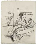 Jeune fille au tub by Suzanne Valadon, 1896, Crayon gras sur papier, sold Jun 2023