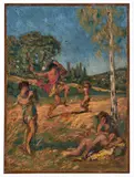 Groupe bachique by Ker-Xavier Roussel, circa 1911, Huile sur toile, sold Jun 2023