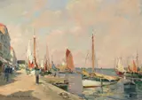 Bateaux à quai by Paul Émile Lecomte, Huile sur toile, sold Jun 2023