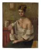Buste de femme assise by Roger Bissière, circa 1927, Huile sur toile, sold Jun 2023
