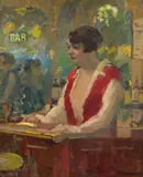 Au bar by Élie Anatole Pavil, Huile sur toile, sold Jun 2023