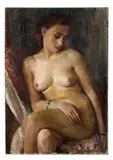 Le modèle nu au bracelet vert by Vera Rockline, circa 1930, Huile sur toile, sold Jun 2023