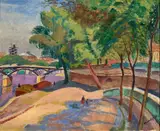Pont des Arts, Paris by Maurice Mendjizky, 1947, Huile sur carton toilé, sold Jun 2023