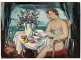 Femme nue by Ismaël de la Serna, 1938, Huile sur carton contrecollé sur panneau, sold Jun 2023
