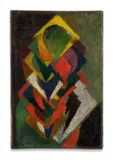 Personnage cubiste by Jacques Villon, 1921, Huile sur toile, sold Jun 2023