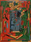Au Palais by Albert Gleizes, 1942, Gouache sur papier marouflé sur toile, sold Jun 2023