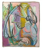 L'idiot by Charles Lapicque, 1944, Huile sur toile, sold Jun 2023