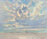 A marée basse en fin de saison by André Hambourg, 1983, Huile sur toile, sold Jun 2023
