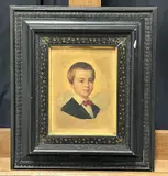 Portrait d'enfant by Louis Stanislas Faivre-Duffer, Huile sur panneau, signée "DUFFERT" datée "187...", sold Sep 2023
