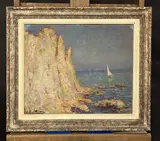 Les falaises, 1925 by Charles Bouthéon, Huile sur carton, sold Sep 2023